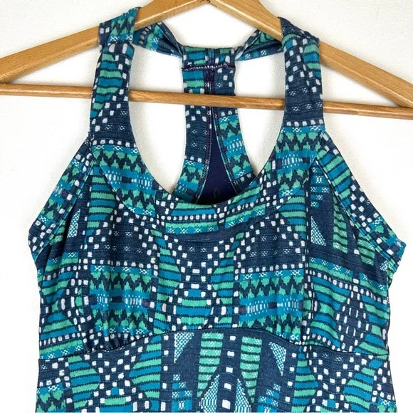 Prana Cali Tank Racerback A-line Knit Stretch Geo Dress Athleisure Outdoors - Picture 2 of 6
